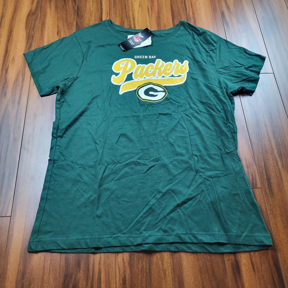 New Era Green Bay Packers Women's  Bubble Script T Shirt XL NFL